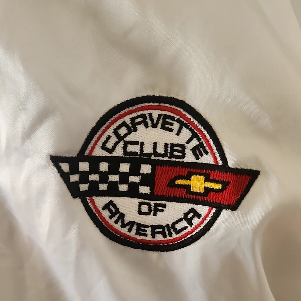 Vintage Satin 80/90s Corvette Club Of America White Satin Bomber Jacket - Picture 4 of 12